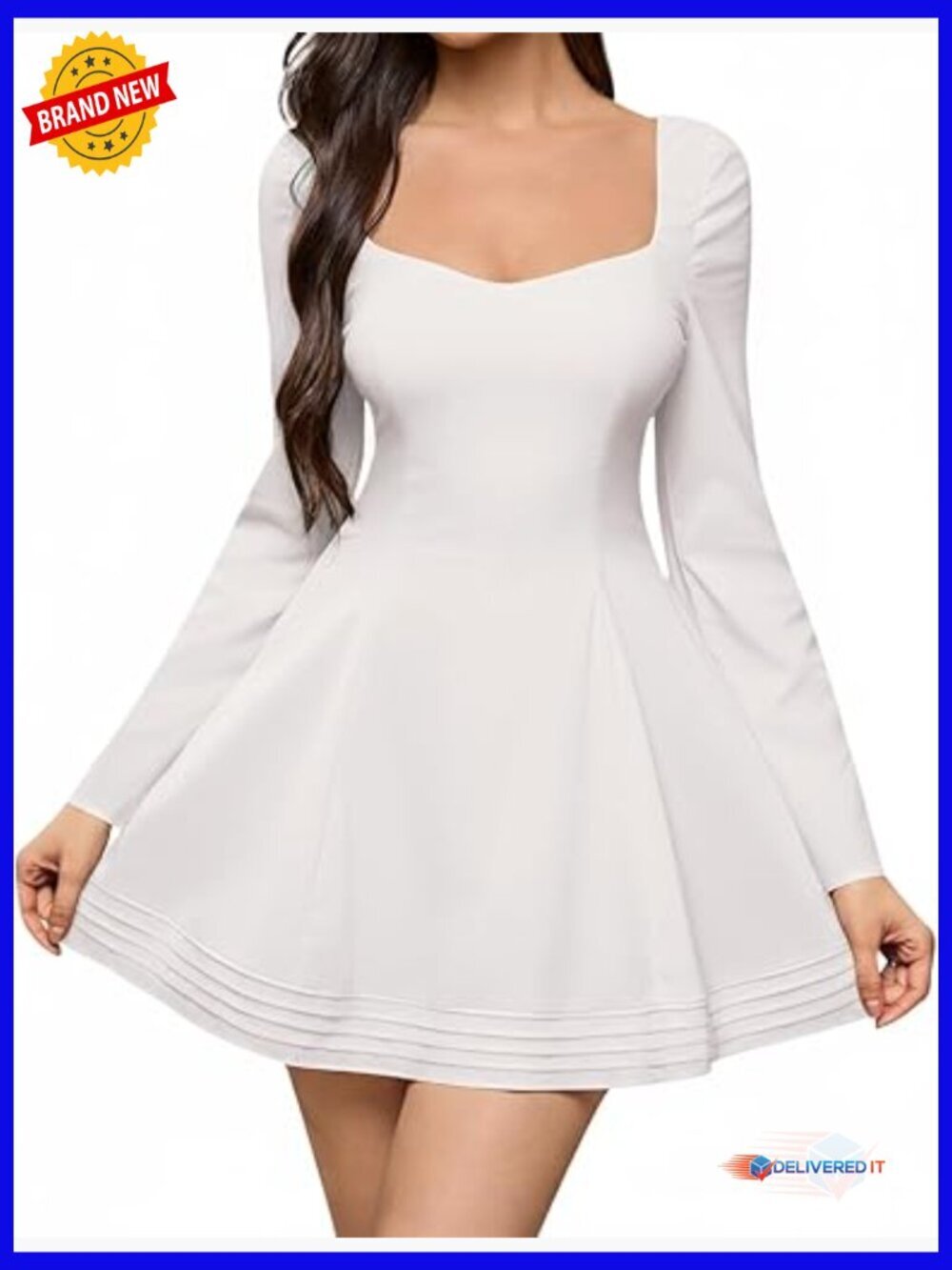 Long Sleeve Sweetheart Neckline A-Line Mini Dress for Parties & Nights Out
